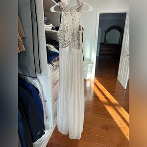 White lace long maxi dress